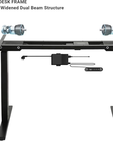 Electric Sit Dual Motor Height Adjustable, Memory Stand Up Desk with Drawer, Ideal for Daily Use at Home Office, Bedroom, 63x30 Inch, Dark Brown - LeafyLoom