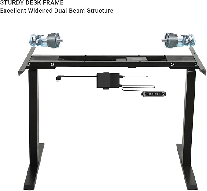 Electric Sit Dual Motor Height Adjustable, Memory Stand Up Desk with Drawer, Ideal for Daily Use at Home Office, Bedroom, 63x30 Inch, Dark Brown - LeafyLoom