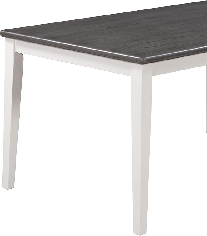 6-Piece Dining Set, Traditional Solid Wood Table with 4 Upholstered Chairs and Bench for Kitchen and Living Room, White+Gray - LeafyLoom