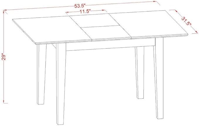 East West Furniture Norfolk Kitchen Dining Rectangle Wooden Table Top with Butterfly Leaf, 32x54 Inch, Nft-whi-t - LeafyLoom