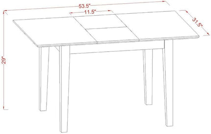 East West Furniture Norfolk Kitchen Rectangle Dining Table Top with Butterfly Leaf, 32x54 Inch, Nft-blk-t - LeafyLoom