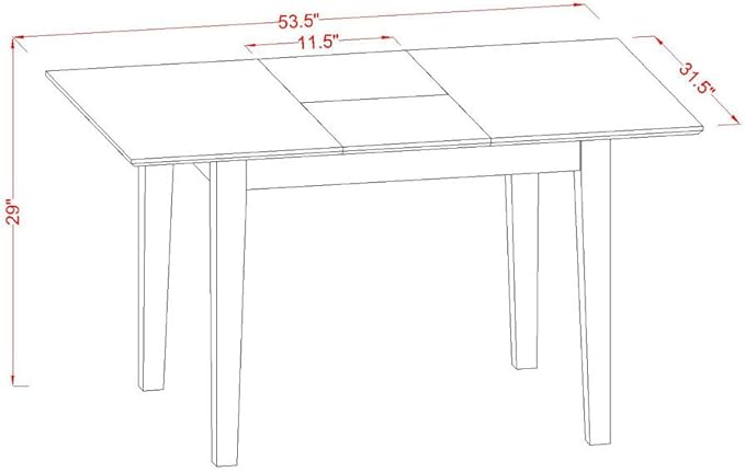 East West Furniture Norfolk Kitchen Rectangle Dining Table Top with Butterfly Leaf, 32x54 Inch, Nft-blk-t - LeafyLoom