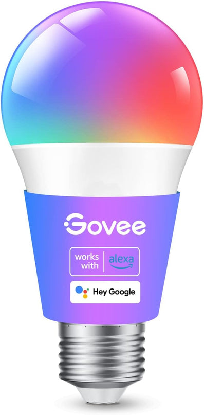 Govee Smart Light Bulbs, Color Changing Light Bulb, Works with Alexa and Google Assistant, 16 Million Colors RGBWW, WiFi & Bluetooth LED Light Bulbs, Music Sync, A19, 800 Lumens, 1 Pack Govee