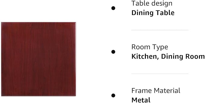 Flash Furniture Glenbrook 30'' Square High-Gloss Mahogany Resin Table Top with 2'' Thick Drop-Lip - LeafyLoom