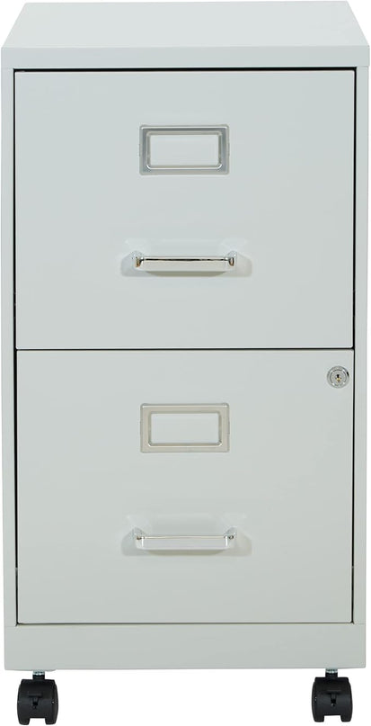 OSP Home Furnishings 2 Drawer Mobile Locking Metal File Cabinet, Grey - LeafyLoom