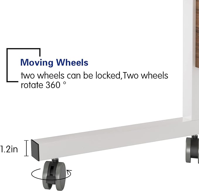SogesGame Mobile Sofa Side Table, Industrial C Table with Wheels, Portable Desk Cart Tray End Table Height Adjustable, Snack Table for Couch Sofa, Oak，05#3-60OK-S8-US - LeafyLoom