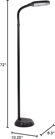 Lavish Home 72-6890 Natural Sunlight Floor Lamp with Bendable Neck-Reading, Craft, Studying, and Esthetician Light, 73.5-Inch Tall, Black - LeafyLoom