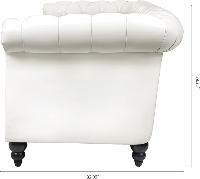 3-Seaters Living Room Clasic Chesterfield Sofa Couch Button Tufted PU Leather Upholstered Sofa&Couch with Luxury Roller Armrest Soild Wood Legs Movable Cushions & Nailhead Decor - LeafyLoom