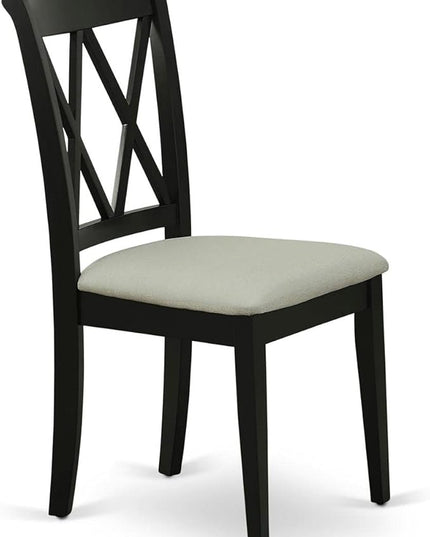 East West Furniture CLC-BLK-C Clarksville Dining Room Chairs - Linen Fabric Upholstered Wood Chairs, Set of 2, Black - LeafyLoom