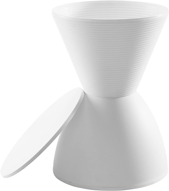Modway Haste Contemporary Modern Hourglass Accent Stool in White - LeafyLoom
