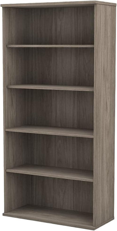 Bush Business Furniture Studio C 73"H 5-Shelf Bookcase with Adjustable Shelves, Modern Hickory Laminated Wood (SCB136MH) - LeafyLoom