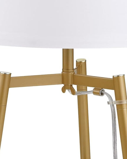 Floor Lamp, Standing Reading Light with Shelves and Fabric Shade, Modern Tall Pole Lamp, Accent Furniture Décor Lighting for Living Room, Bedrooms (Gold, 4-Tier) - LeafyLoom