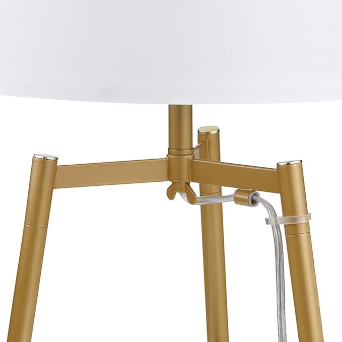 Floor Lamp, Standing Reading Light with Shelves and Fabric Shade, Modern Tall Pole Lamp, Accent Furniture Décor Lighting for Living Room, Bedrooms (Gold, 4-Tier) - LeafyLoom