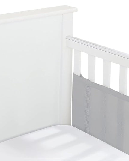 BreathableBaby Breathable Mesh Liner for Full-Size Cribs, Classic 3mm Mesh, Gray (Size 2FS Covers 2 Sides) - LeafyLoom