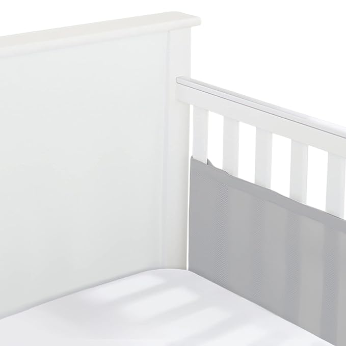 BreathableBaby Breathable Mesh Liner for Full-Size Cribs, Classic 3mm Mesh, Gray (Size 2FS Covers 2 Sides) - LeafyLoom