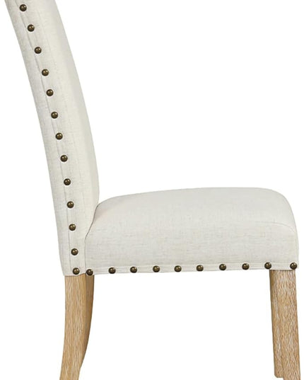 HomePop Classic Parsons Dining Chairs, Set of 2, Vanilla Cream Textured Woven (Set of 2) - LeafyLoom