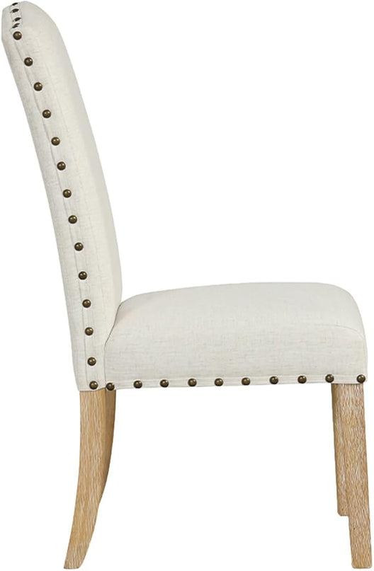 HomePop Classic Parsons Dining Chairs, Set of 2, Vanilla Cream Textured Woven (Set of 2) - LeafyLoom