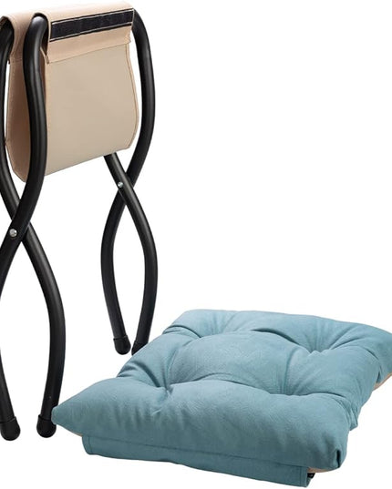 HollyHOME Fabric Lazy Chair with Foldable Ottoman, Accent Comfy Lounge Arm Chair and Folding Footrest Stool Set, Leisure Sofa Reading Chair and Footstool for Living Room, Bedroom, Dorm, Blue - LeafyLoom