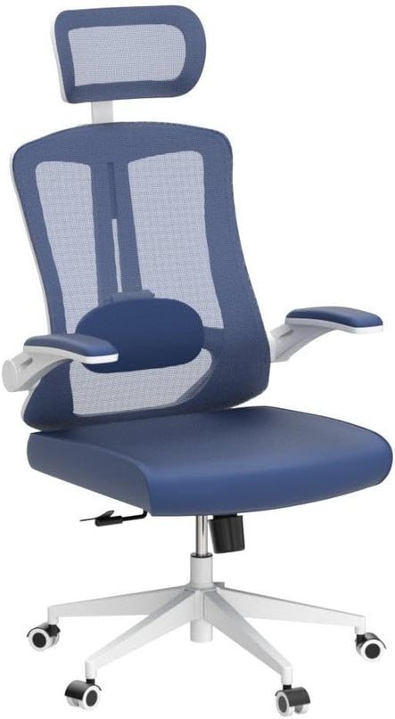 Office Chair with 350LBS Capacity,Ergonomic Comfy Home Desk Chair,High Back Gaming Chair with Wheels,Mesh Computer Chair,Lumbar Support, Adjustable Headrest,Flip-up Armrest - LeafyLoom