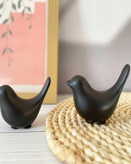 Black Bookshelf Decor Aesthetic, Decorative Birds Black Decor for Living Room, Modern Bathroom Decor for Shelf Bookshelf Fireplace Desktop Table Top Decor - LeafyLoom