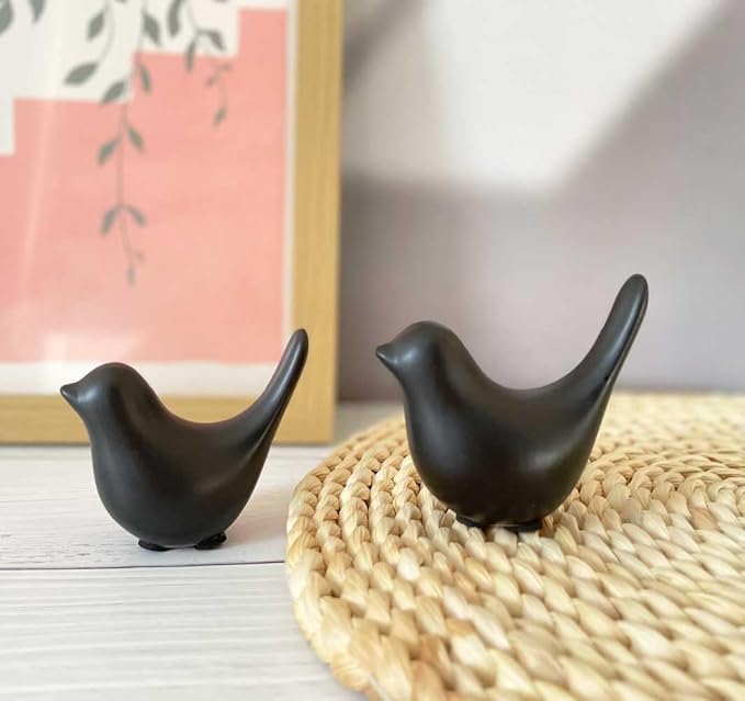 Black Bookshelf Decor Aesthetic, Decorative Birds Black Decor for Living Room, Modern Bathroom Decor for Shelf Bookshelf Fireplace Desktop Table Top Decor - LeafyLoom