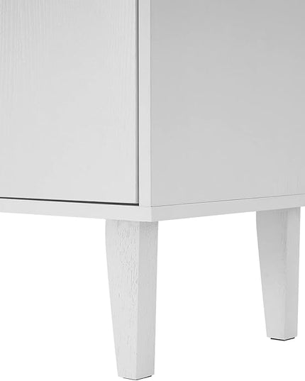 Panana Sideboard Buffet Cabinet Kitchen Storage Cabinet Living Room 4 Doors Console Table (White) - LeafyLoom