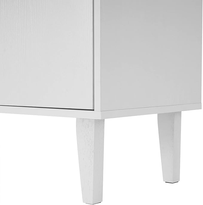 Panana Sideboard Buffet Cabinet Kitchen Storage Cabinet Living Room 4 Doors Console Table (White) - LeafyLoom