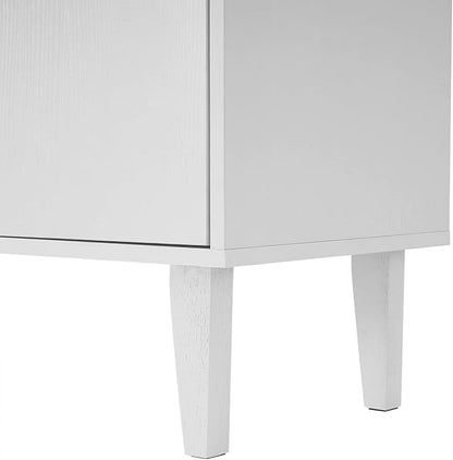 Panana Sideboard Buffet Cabinet Kitchen Storage Cabinet Living Room 4 Doors Console Table (White) - LeafyLoom