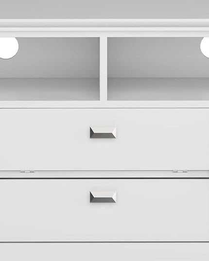 SIMPLIHOME Artisan SOLID WOOD 72 Inch Wide Contemporary TV Media Stand in White for TVs up to 80 Inches, For the Living Room and Entertainment Center - LeafyLoom
