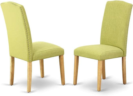East West Furniture Norden 5 Piece Room Furniture Set Includes a Rectangle Dining Table with Dropleaf and 4 Limelight Linen Fabric Upholstered Chairs, 30x48 Inch, NDEN5-OAK-07 - LeafyLoom
