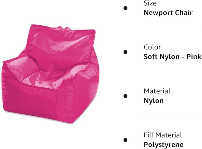 Posh Creations Bean Bag Chair Structured Comfy Seat Use for Gaming, Reading and Watching TV, Newport, Pink - LeafyLoom