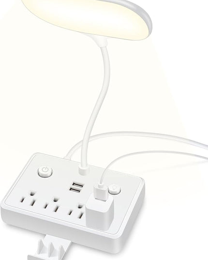 LED Desk Lamp with 2 USB Charging Port and 4 AC Power Outlet, Table Lamps 3 Lighting Modes, Eye-Caring Reading Lamp for Home Bedside Office - LeafyLoom