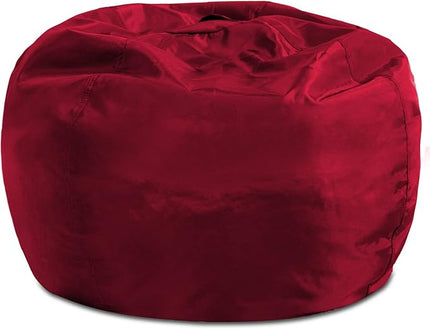 Posh Creations Structured Comfy Bean Bag Chair for Gaming, Reading, and Watching TV, 100in Round Classic Bean Bag, Microsuede - Red - LeafyLoom