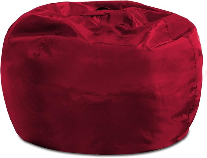 Posh Creations Structured Comfy Bean Bag Chair for Gaming, Reading, and Watching TV, 100in Round Classic Bean Bag, Microsuede - Red - LeafyLoom