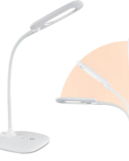 OttLite LED Soft Touch Desk Lamp - 3 Brightness Settings with Energy Efficient Natural Daylight LEDs - Adjustable Flexible Neck & Touch Controls for Tabletops, Home Office, Computer Desk, & Dorms - LeafyLoom