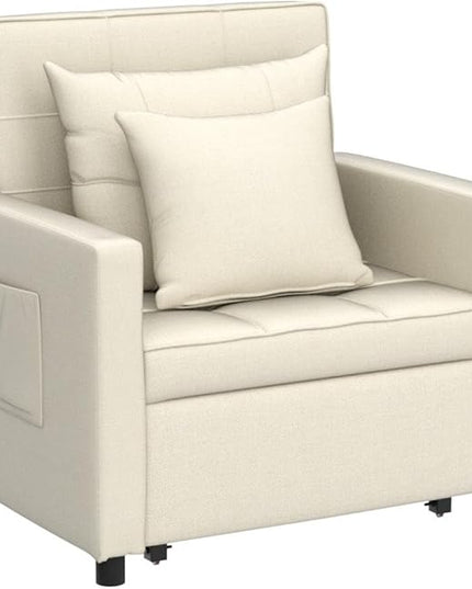 XSPRACER [UPDATED] Convertible Sleeper Chair Bed 3 in 1, Stepless Adjustable Backrest,Armchair, Sofa, Bed, Linen, Warm White, Single One - LeafyLoom