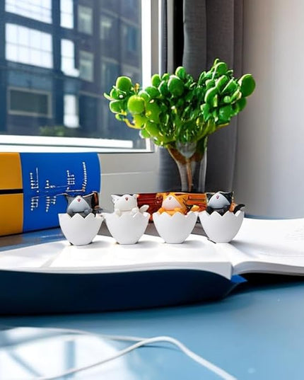 Cute and Compact Office Desk Decorations Cat in Eggshell Desk Ornament Shelf Decor Home Decor Bookshelf Decorative Objects Tabletop Decor - LeafyLoom