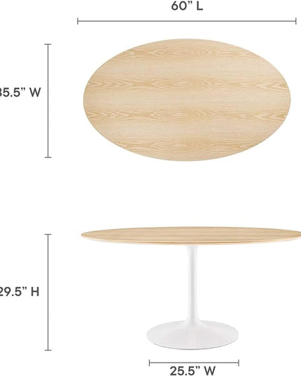 Modway Lippa Dining Table, 60", White Natural - LeafyLoom