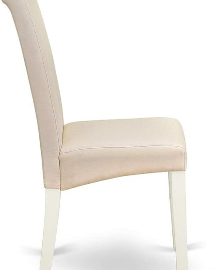 East West Furniture ANBA3-LWH-01 3 Piece Dinette Set for Small Spaces Contains a Round Kitchen Table with Pedestal and 2 Cream Linen Fabric Parson Dining Chairs, 36x36 Inch - LeafyLoom