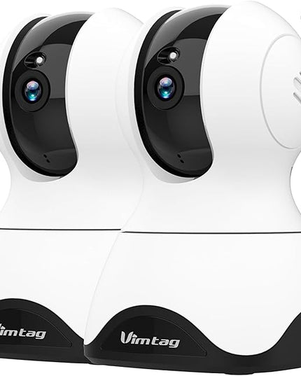 VIMTAG Indoor Camera 2.5K 4MP, Cameras for Home Security 2.4/5Ghz WiFi, Pet Camera 360° Pan/Tilt, Baby Montior with Phone App, Night Vision, Motion Alerts, Cloud/Local Storage, Support Alexa, 2 Pack Vimtag