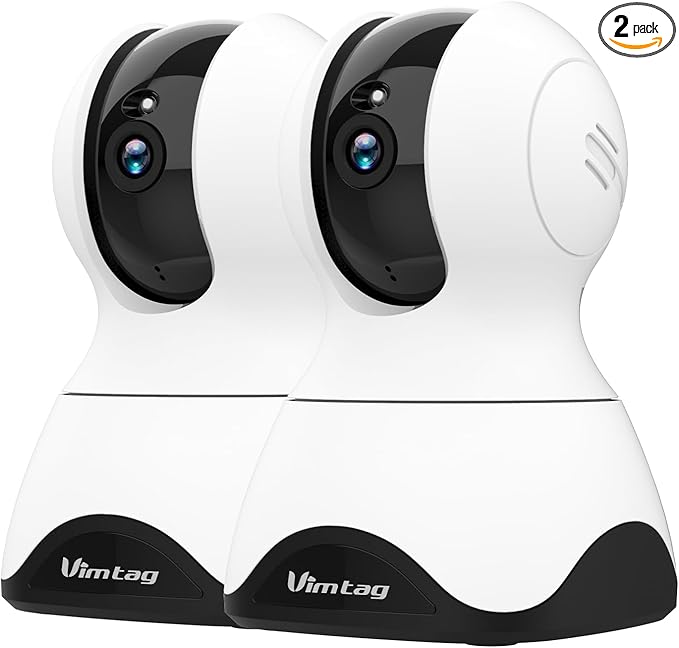 VIMTAG Indoor Camera 2.5K 4MP, Cameras for Home Security 2.4/5Ghz WiFi, Pet Camera 360° Pan/Tilt, Baby Montior with Phone App, Night Vision, Motion Alerts, Cloud/Local Storage, Support Alexa, 2 Pack Vimtag