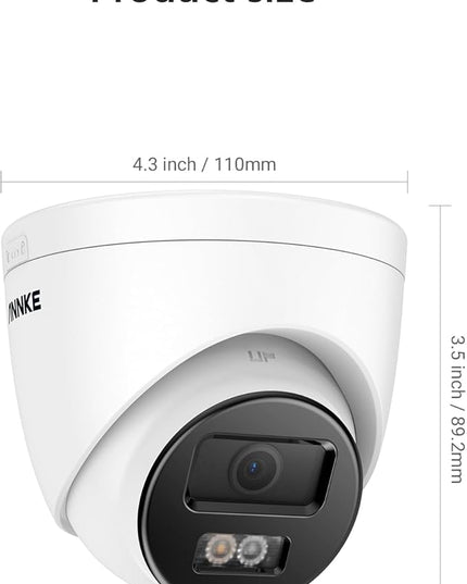 ANNKE C800 4Pcs Ultra HD 4K PoE Security Cameras with AI Human/Vehicle Detection, 8MP Turret IP Camera with Audio, Spotlight Color Night Vision, H.265+, IP67 Weatherproof, Support 512GB Micro SD ANNKE