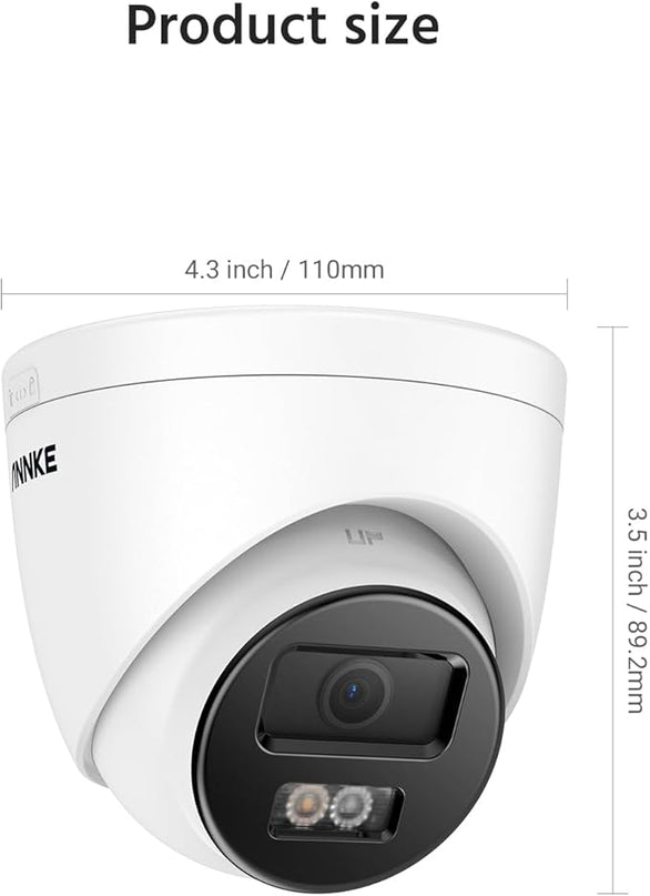 ANNKE C800 4Pcs Ultra HD 4K PoE Security Cameras with AI Human/Vehicle Detection, 8MP Turret IP Camera with Audio, Spotlight Color Night Vision, H.265+, IP67 Weatherproof, Support 512GB Micro SD ANNKE