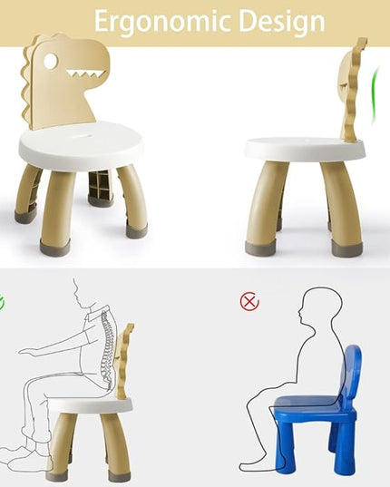 Toddler Chair,Plastic Kids Dino Chair,Sturdy Durable and Lightweight Toddler's Activity Chairs,Anti-Slip Ergonomic Design kids step stool,Indoor or Outdoor Use for Boys Girls Aged 2+ (Yellow) - LeafyLoom