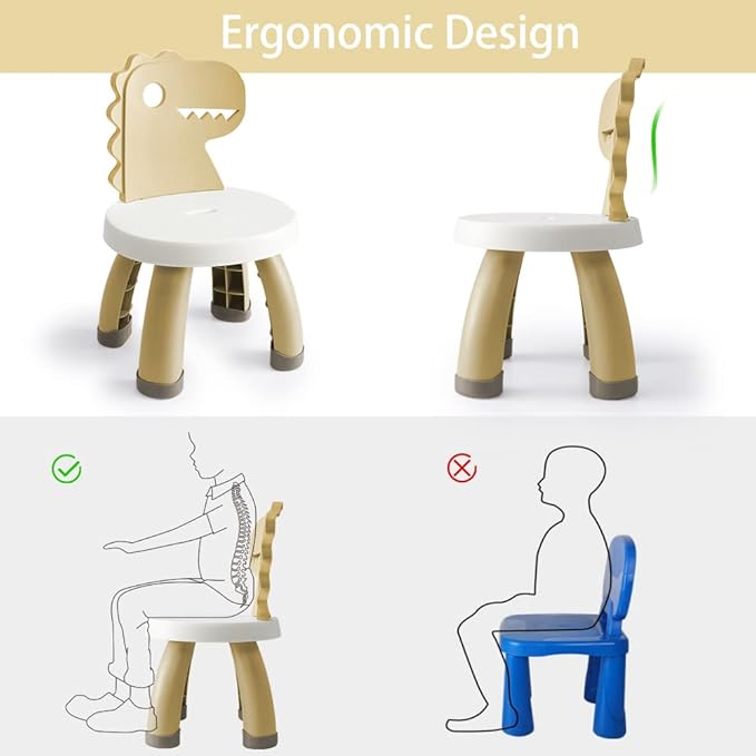 Toddler Chair,Plastic Kids Dino Chair,Sturdy Durable and Lightweight Toddler's Activity Chairs,Anti-Slip Ergonomic Design kids step stool,Indoor or Outdoor Use for Boys Girls Aged 2+ (Yellow) - LeafyLoom