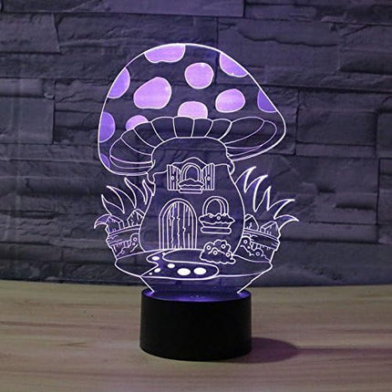 Cute Mushroom 3D Night Light 7 Color Change LED Table Lamp Xmas Toy Gift - LeafyLoom