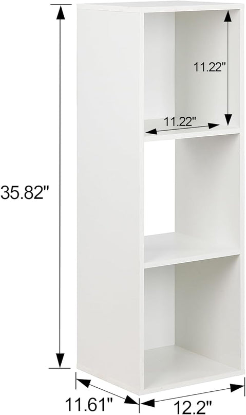 PACHIRA E-Commerce Wooden Storage Cubes Bookcase, Unit Shelf, Closet Cabinet, Organizer Rack in Living Room, Bedroom, Study, 3 Cube, White - LeafyLoom