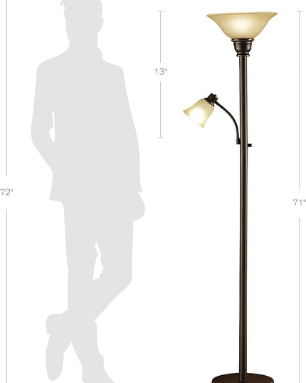 Catalina Lighting 18223-002 Transitional Uplight Floor Lamp with Reading Light, Standing Lamp, Living Room Light, LED Bulb NOT Included,71", Dark Bronze - LeafyLoom
