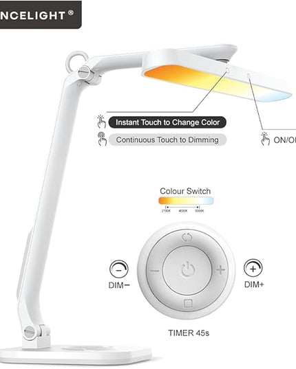SINCELIGHT Horus H1 LED Desk Lamp, Color Changeable, Dimmable, Dual Control Mode, Remote Table/Reading/Book Light, Eye-Friendly GR0 Level with no Harmful Bluelight - LeafyLoom