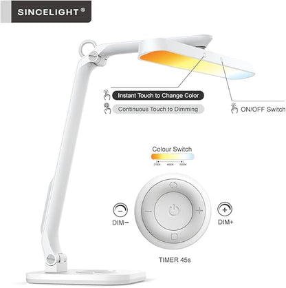 SINCELIGHT Horus H1 LED Desk Lamp, Color Changeable, Dimmable, Dual Control Mode, Remote Table/Reading/Book Light, Eye-Friendly GR0 Level with no Harmful Bluelight - LeafyLoom